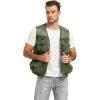 imageFlygo Mens Fishing Vest Utility Lightweight Outdoor Travel Safari Photo Cargo Vest with 16 PocketsArmy Greenmesh