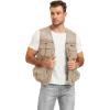 imageFlygo Mens Fishing Vest Utility Lightweight Outdoor Travel Safari Photo Cargo Vest with 16 PocketsBeigemesh