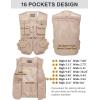 imageFlygo Mens Fishing Vest Utility Lightweight Outdoor Travel Safari Photo Cargo Vest with 16 PocketsBeigemesh