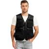 imageFlygo Mens Fishing Vest Utility Lightweight Outdoor Travel Safari Photo Cargo Vest with 16 PocketsBlackmesh