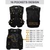 imageFlygo Mens Fishing Vest Utility Lightweight Outdoor Travel Safari Photo Cargo Vest with 16 PocketsBlackmesh