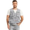 imageFlygo Mens Fishing Vest Utility Lightweight Outdoor Travel Safari Photo Cargo Vest with 16 PocketsGreymesh
