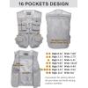imageFlygo Mens Fishing Vest Utility Lightweight Outdoor Travel Safari Photo Cargo Vest with 16 PocketsGreymesh