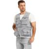 imageFlygo Mens Fishing Vest Utility Lightweight Outdoor Travel Safari Photo Cargo Vest with 16 PocketsGreymesh