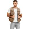 imageFlygo Mens Fishing Vest Utility Lightweight Outdoor Travel Safari Photo Cargo Vest with 16 PocketsKhakimesh
