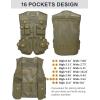 imageFlygo Mens Fishing Vest Utility Lightweight Outdoor Travel Safari Photo Cargo Vest with 16 PocketsLight Khakimesh