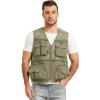 imageFlygo Mens Fishing Vest Utility Lightweight Outdoor Travel Safari Photo Cargo Vest with 16 PocketsLight Khakimesh