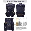 imageFlygo Mens Fishing Vest Utility Lightweight Outdoor Travel Safari Photo Cargo Vest with 16 PocketsNavy Bluemesh