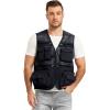 imageFlygo Mens Fishing Vest Utility Lightweight Outdoor Travel Safari Photo Cargo Vest with 16 PocketsNavy Bluemesh
