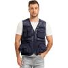 imageFlygo Mens Fishing Vest Utility Lightweight Outdoor Travel Safari Photo Cargo Vest with 16 PocketsNavy Bluemesh