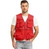imageFlygo Mens Fishing Vest Utility Lightweight Outdoor Travel Safari Photo Cargo Vest with 16 PocketsRedmesh
