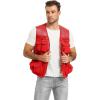 imageFlygo Mens Fishing Vest Utility Lightweight Outdoor Travel Safari Photo Cargo Vest with 16 PocketsRedmesh