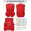 imageFlygo Mens Fishing Vest Utility Lightweight Outdoor Travel Safari Photo Cargo Vest with 16 PocketsRedmesh