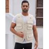 imageFlygo Mens Fishing Vest Utility Lightweight Outdoor Travel Safari Photo Cargo Vest with 16 PocketsStyle 01 Beige