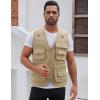imageFlygo Mens Fishing Vest Utility Lightweight Outdoor Travel Safari Photo Cargo Vest with 16 PocketsStyle 01 Khaki