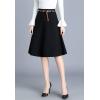 imageFlygo Womens ALine High Waisted Pleated Flared Knee Length Midi Skirt with BeltBlack