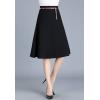 imageFlygo Womens ALine High Waisted Pleated Flared Knee Length Midi Skirt with BeltBlack