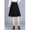imageFlygo Womens ALine High Waisted Pleated Flared Knee Length Midi Skirt with BeltBlack