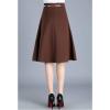 imageFlygo Womens ALine High Waisted Pleated Flared Knee Length Midi Skirt with BeltKhaki