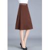 imageFlygo Womens ALine High Waisted Pleated Flared Knee Length Midi Skirt with BeltKhaki