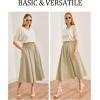 imageFlygo Womens ALine Midi Skirt Flowy Pleated High Elastic Waist Casual Swing Cotton Long Skirt with PocketKhakiXL
