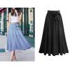 imageFlygo Womens Casual Elastic Waist ALine Midi Flare Swing Skirt with BeltBlue