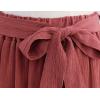 imageFlygo Womens Casual Elastic Waist ALine Midi Flare Swing Skirt with BeltBlue