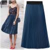 imageFlygo Womens High Waist A Line Boho Pleated Chiffon Skirt Flowy Maxi Midi SkortsNavy