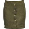 imageFlygo Womens High Waist Button Front Faux Suede ALine Mini SkirtArmy Green