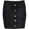 imageFlygo Womens High Waist Button Front Faux Suede ALine Mini SkirtBlack
