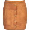 imageFlygo Womens High Waist Button Front Faux Suede ALine Mini SkirtKhaki