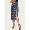 imageFlygo Womens Summer Boho Side Split Polka Dot Mid Long SkirtNavy