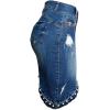 imageFlygo Womens Summer Irregular Pearl Stretch High Waist Bodycon Denim SkirtDark Blue