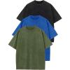 imageFlygo 3 Pack Boys Girls TShirts Cotton Acid Washed Oversized Tee Shirts Kids Loose Short Sleeve Summer Basic T Shirt TopsBlackarmyblue