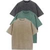 imageFlygo 3 Pack Boys Girls TShirts Cotton Acid Washed Oversized Tee Shirts Kids Loose Short Sleeve Summer Basic T Shirt TopsDarkgreygreenkhaki