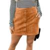 imageFlygo Womens High Waist Button Front Faux Suede ALine Mini SkirtKhaki