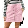 imageFlygo Womens High Waist Button Front Faux Suede ALine Mini SkirtPink