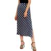 imageFlygo Womens Summer Boho Side Split Polka Dot Mid Long SkirtNavy