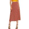imageFlygo Womens Summer Boho Side Split Polka Dot Mid Long SkirtWine Red