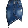 imageFlygo Womens Summer Irregular Pearl Stretch High Waist Bodycon Denim SkirtDark Blue