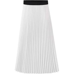 imageFlygo Womens High Waist A Line Boho Pleated Chiffon Skirt Flowy Maxi Midi SkortsWhite