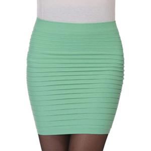 imageFlygo Womens Ruched Stretchy Pencil Skirt Bodycon Above Knee Mini SkirtsMint