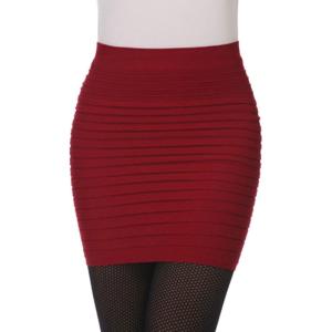 imageFlygo Womens Ruched Stretchy Pencil Skirt Bodycon Above Knee Mini SkirtsWine Red