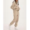 imageFlygo Jogger Set Women Fleece 2 Piece Sweatsuits Outfits Crop Pullover Hoodie Sweatshirt Pants with Thumb HoleKhakiM