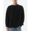 imageFlygo Mens Crewneck Sweatshirt Fleece Pullover Top Oversized Casual Long Sleeve Sweatshirts Sweater Fashion StreetwearBlack