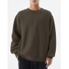 imageFlygo Mens Crewneck Sweatshirt Fleece Pullover Top Oversized Casual Long Sleeve Sweatshirts Sweater Fashion StreetwearCoffee