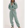 imageFlygo Women Sweat Set Sweatsuit Fleece 2 Piece Joggers Tracksuit Outfits Crop Sweatshirt Sweatpants SetsBean Green