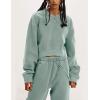 imageFlygo Women Sweat Set Sweatsuit Fleece 2 Piece Joggers Tracksuit Outfits Crop Sweatshirt Sweatpants SetsBean Green