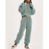 imageFlygo Women Sweat Set Sweatsuit Fleece 2 Piece Joggers Tracksuit Outfits Crop Sweatshirt Sweatpants SetsBean Green