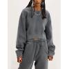 imageFlygo Women Sweat Set Sweatsuit Fleece 2 Piece Joggers Tracksuit Outfits Crop Sweatshirt Sweatpants SetsGrey